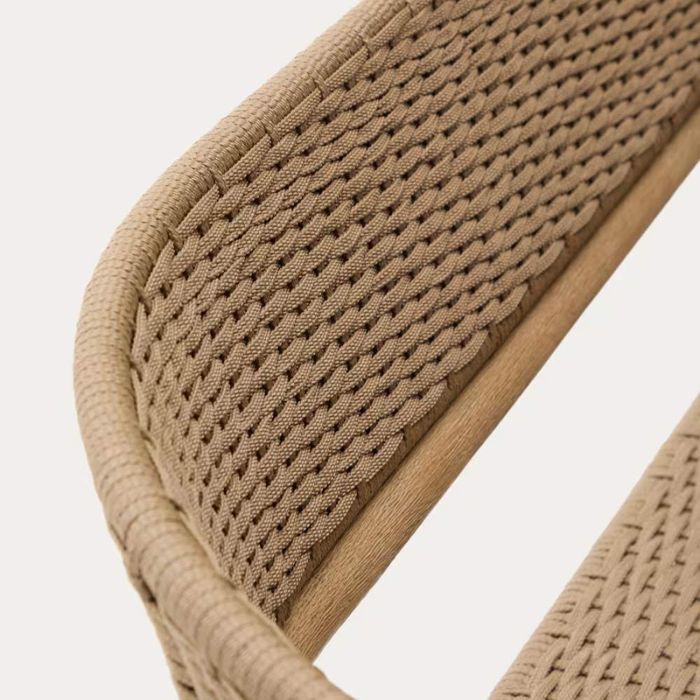 Kave Home Arinella 3-Seater Sofa in FSC 100% Solid Acacia Wood with Natural Finish and Beige Rope Cord 167 cm