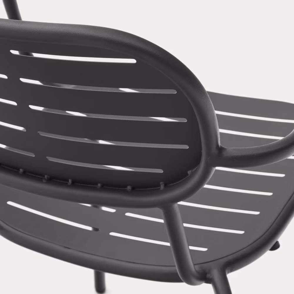 Kave Home Brai Stackable Outdoor Chair with Armrests in Dark Grey Galvanized Steel