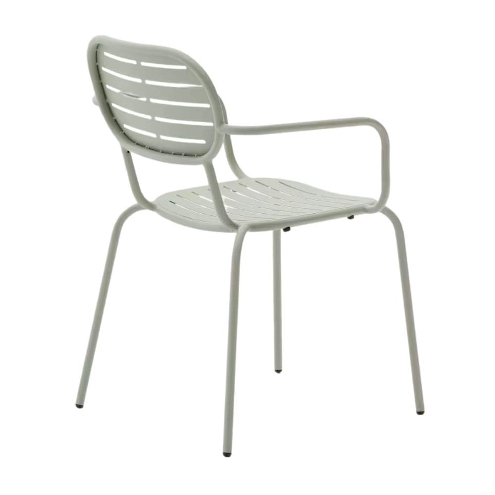Kave Home Brai Stackable Outdoor Chair with Armrests – Turquoise Galvanised Steel