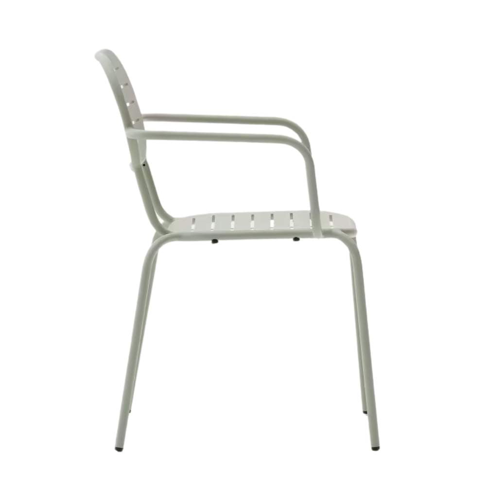 Kave Home Brai Stackable Outdoor Chair with Armrests – Turquoise Galvanised Steel