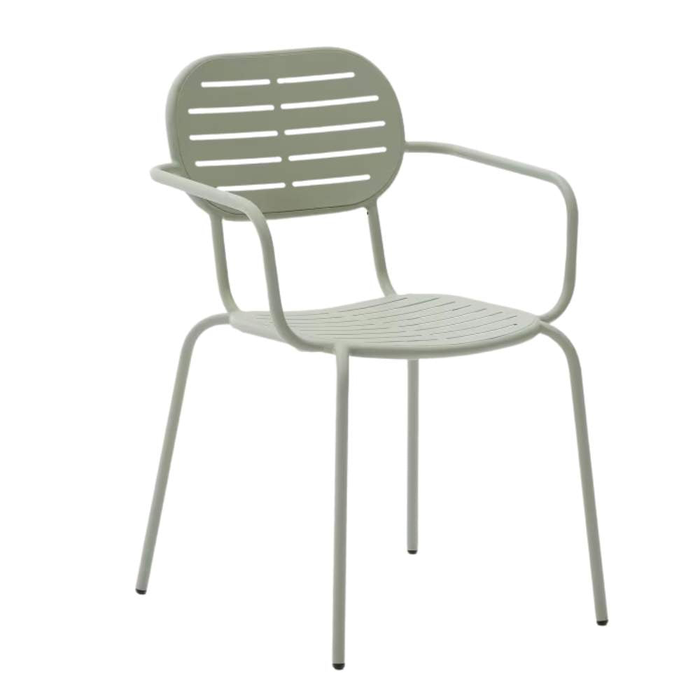 Kave Home Brai Stackable Outdoor Chair with Armrests – Turquoise Galvanised Steel