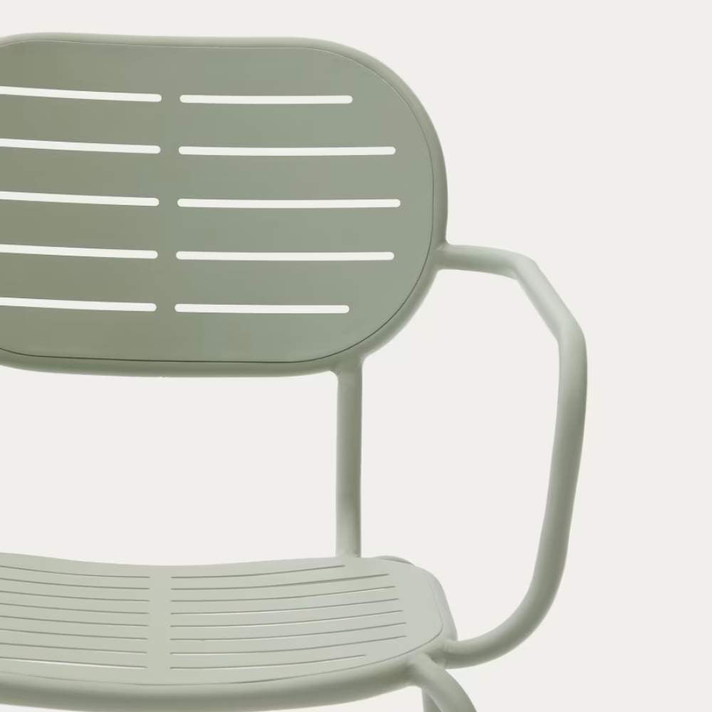 Kave Home Brai Stackable Outdoor Chair with Armrests – Turquoise Galvanised Steel