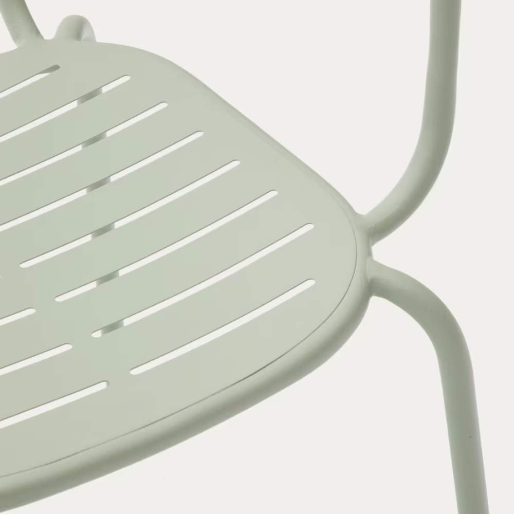 Kave Home Brai Stackable Outdoor Chair with Armrests – Turquoise Galvanised Steel