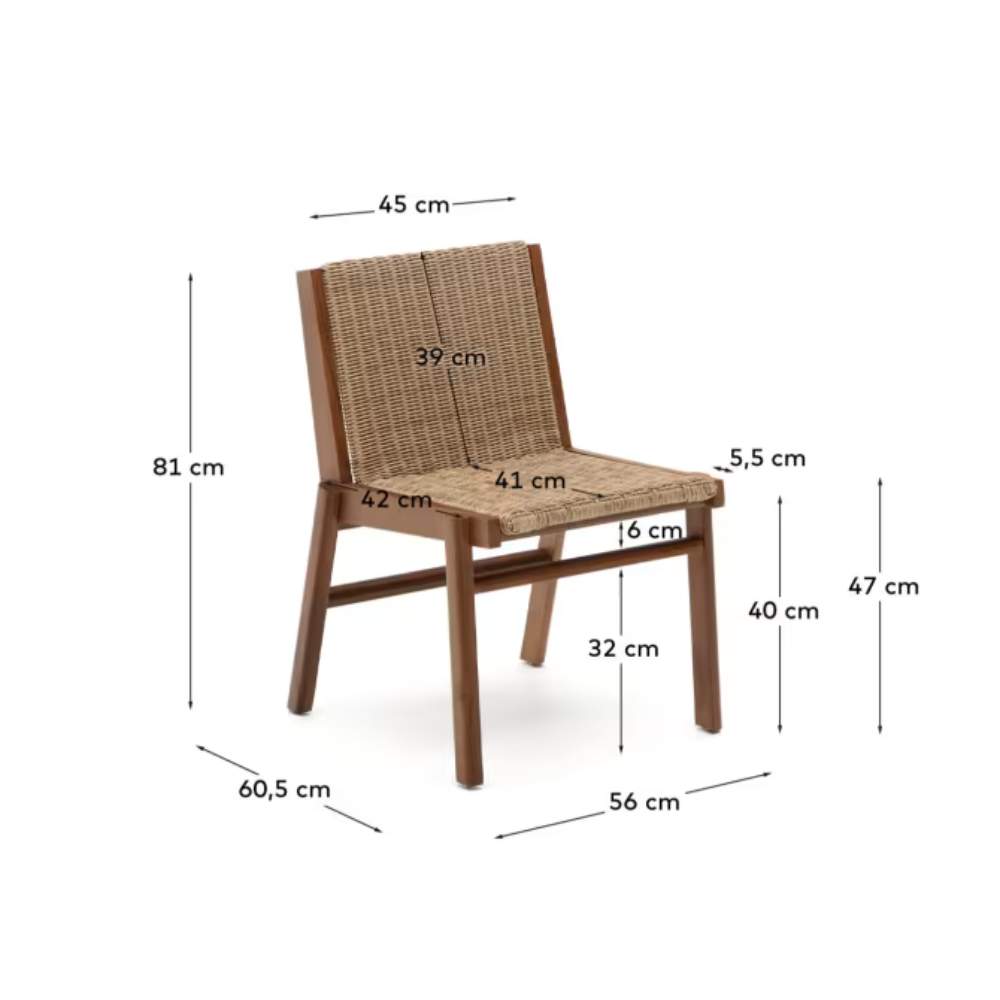 Kave Home Itani Chair in FSC 100% Solid Acacia Wood and Synthetic Rattan