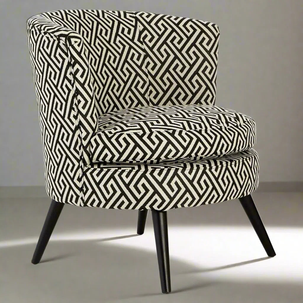 Beaumonde Home Marylebone Black And Beige Fret Round Armchair-Beaumonde