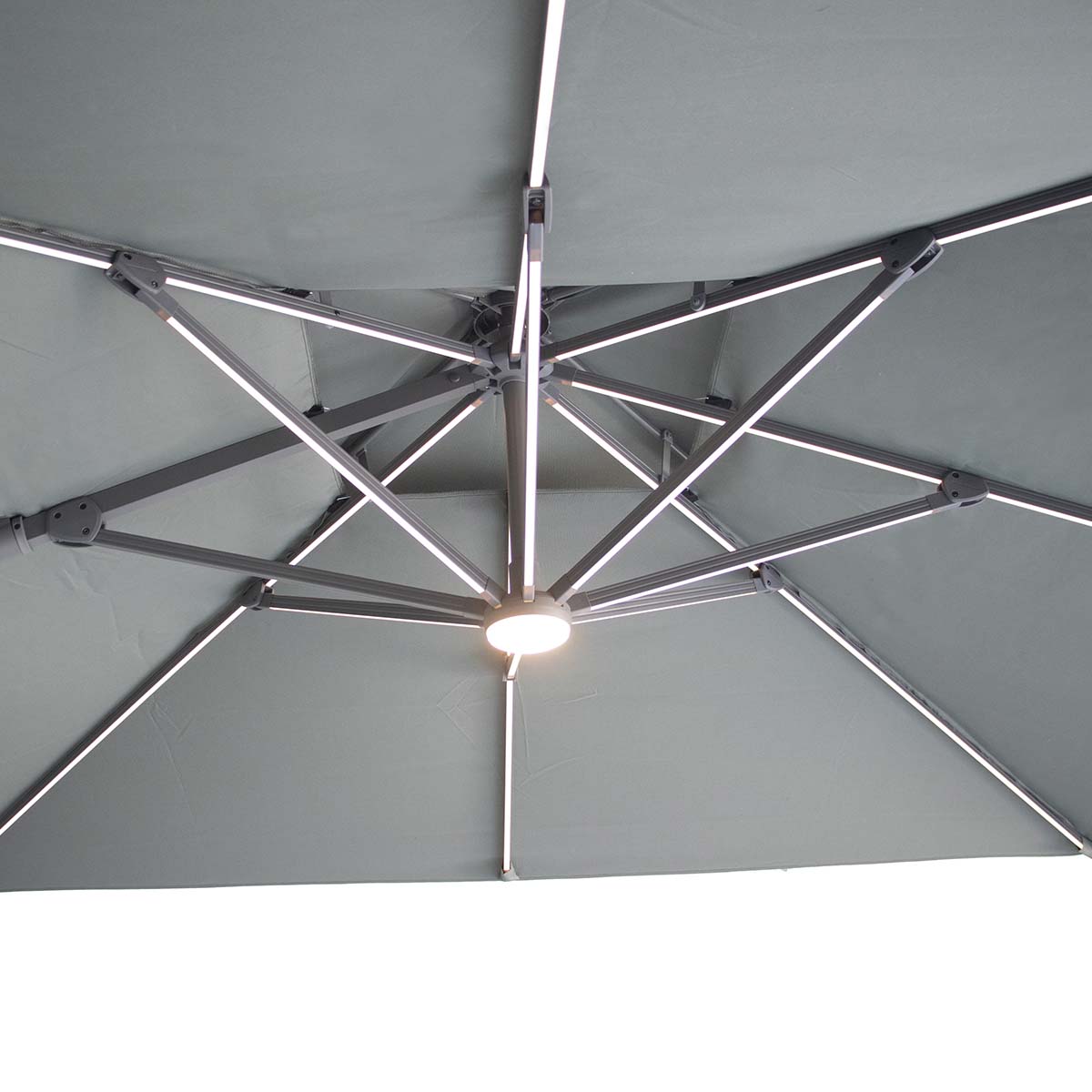 Maze Oil Green Apollo LED 3m x 3m Square Rotating Cantilever Parasol