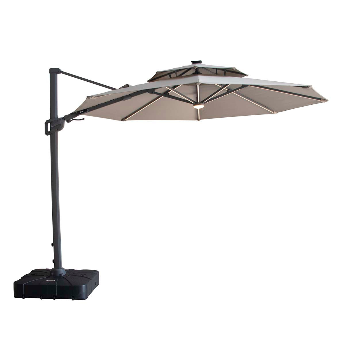 Maze Clay Beige Apollo LED 3m Round Rotating Cantilever Parasol