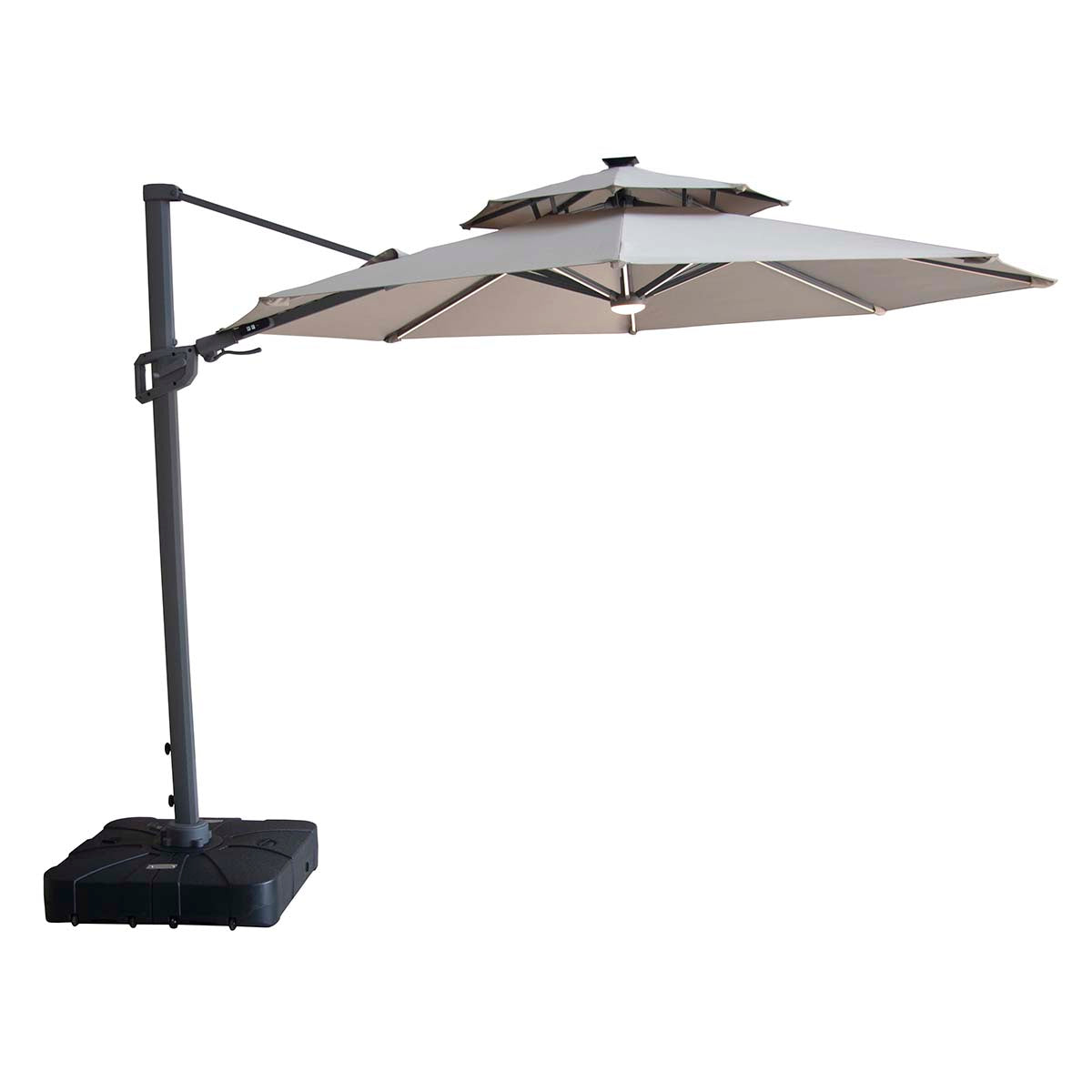 Maze Clay Beige Apollo LED 3m Round Rotating Cantilever Parasol