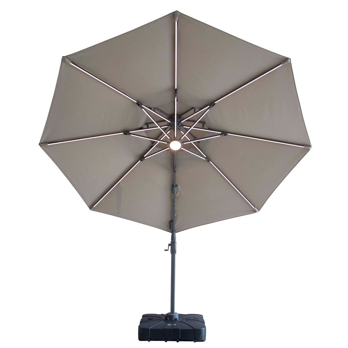 Maze Clay Beige Apollo LED 3m Round Rotating Cantilever Parasol