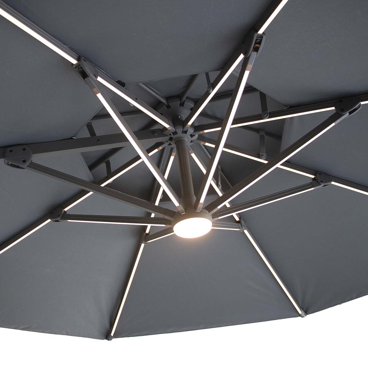 Maze Charcoal Grey Apollo LED 3m Round Rotating Cantilever Parasol