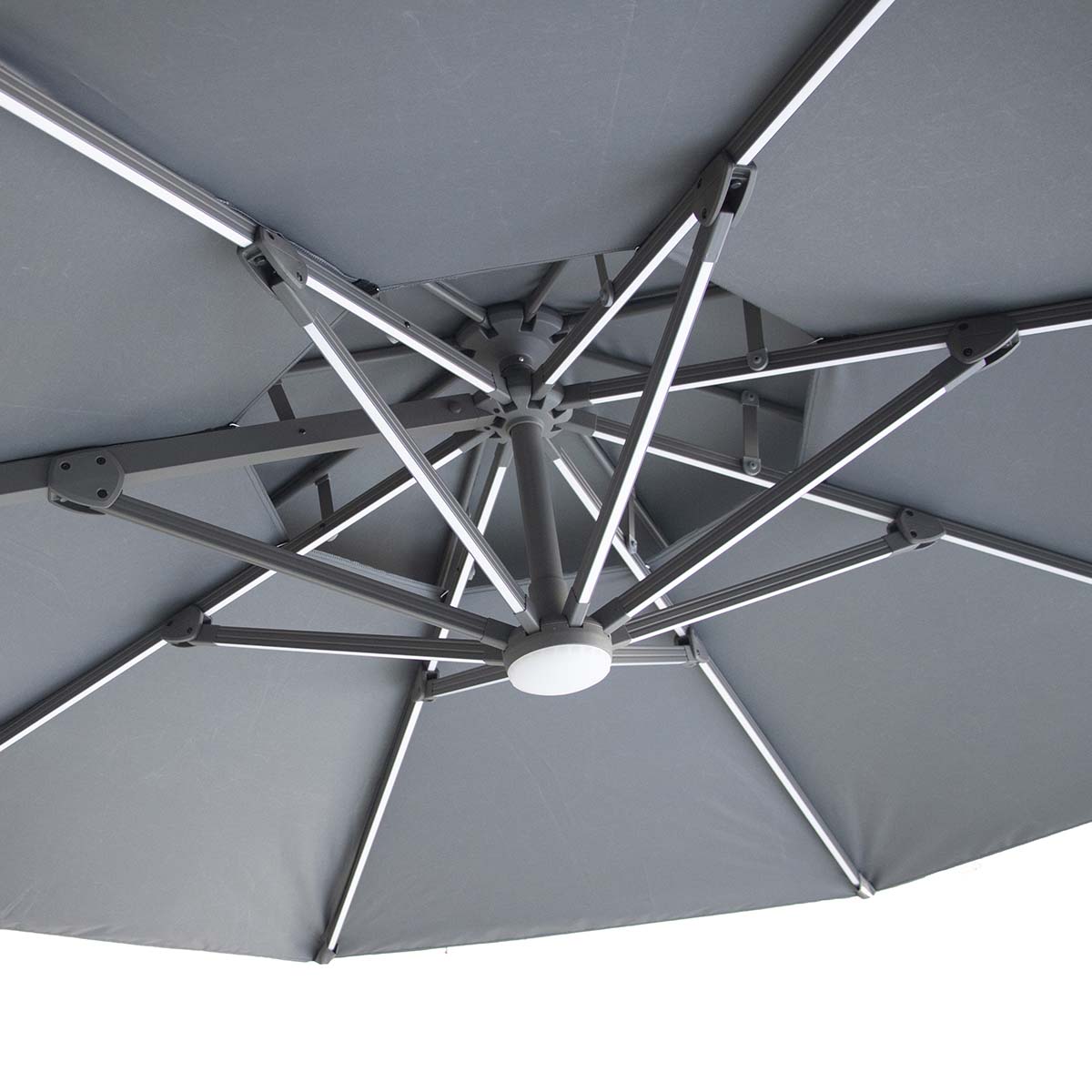 Maze Charcoal Grey Apollo LED 3m Round Rotating Cantilever Parasol