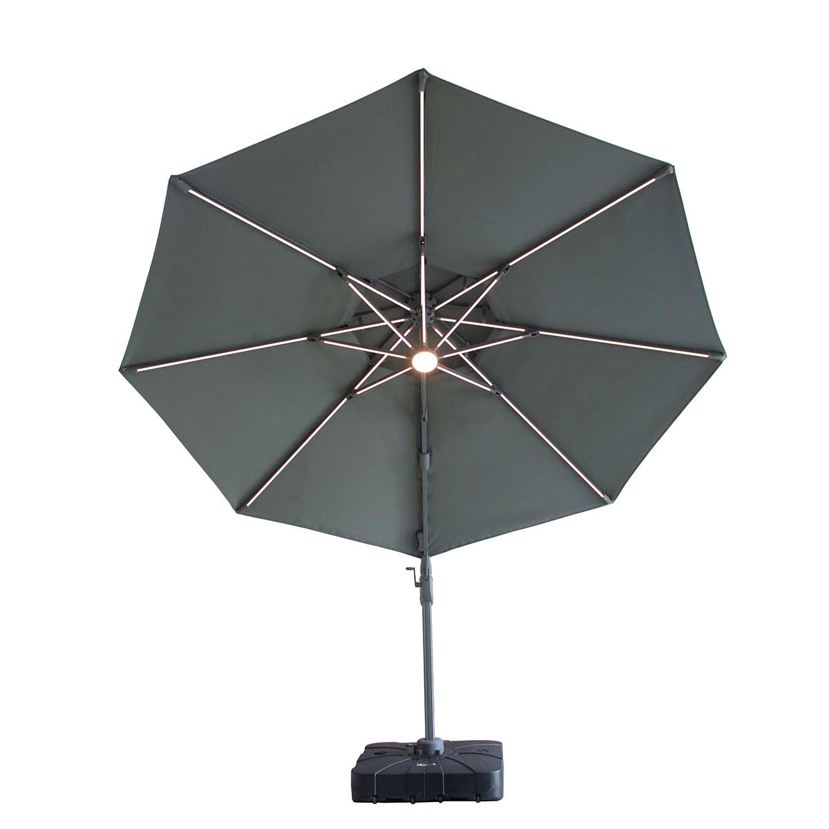 Maze Oil Green Apollo LED 3m Round Rotating Cantilever Parasol