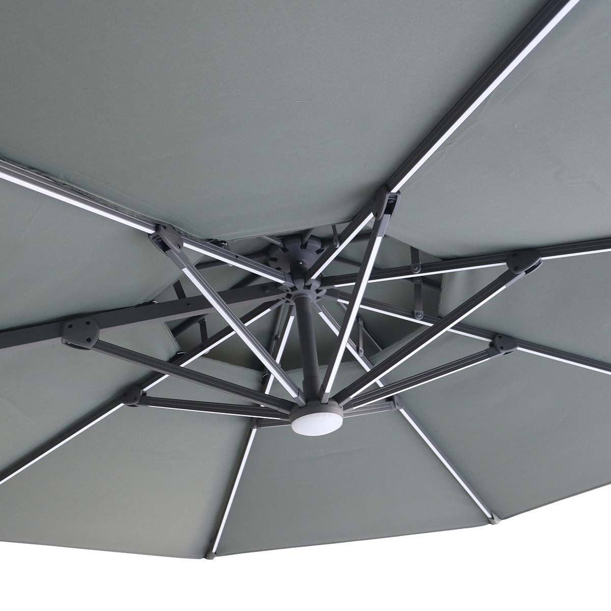 Maze Oil Green Apollo LED 3m Round Rotating Cantilever Parasol