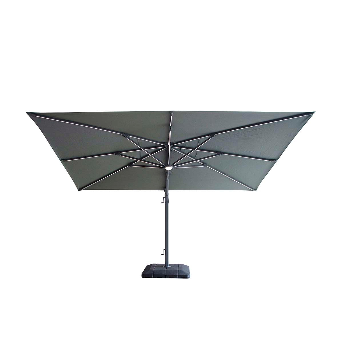 Maze Oil Green Aramis LED 3m x 4m Rectangular Rotating Cantilever Parasol