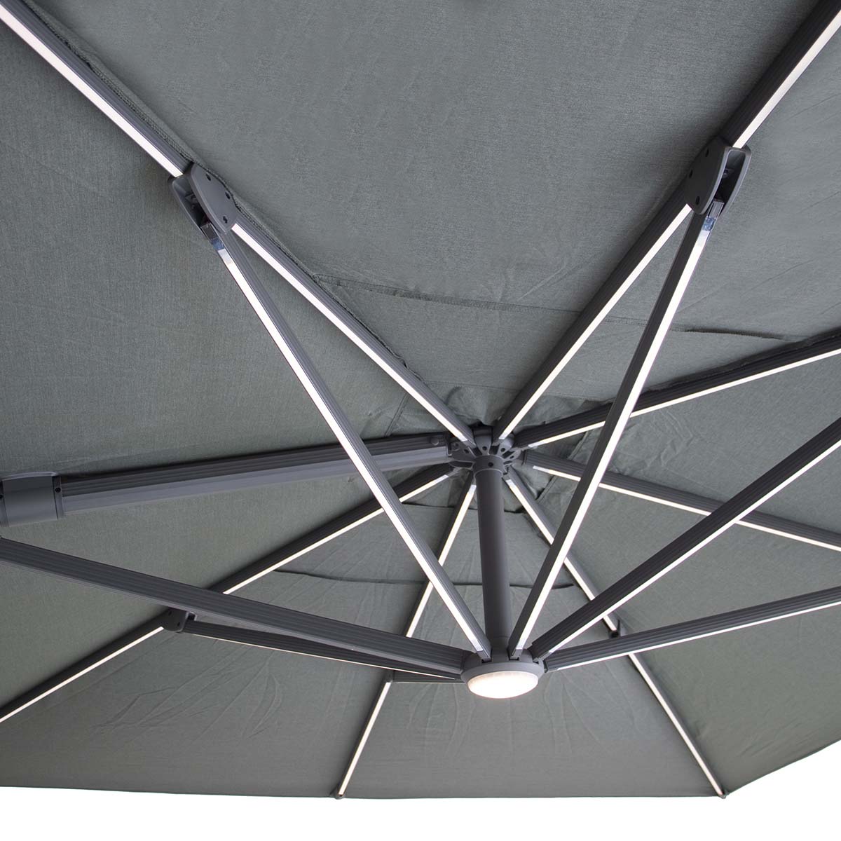 Maze Oil Green Aramis LED 3m x 4m Rectangular Rotating Cantilever Parasol