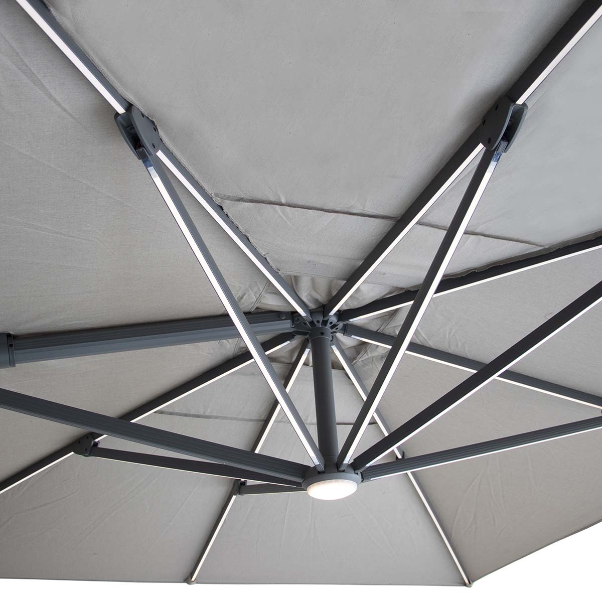 Maze White Pepper Beige Aramis LED 3m x 4m Rectangular Rotating Cantilever Parasol