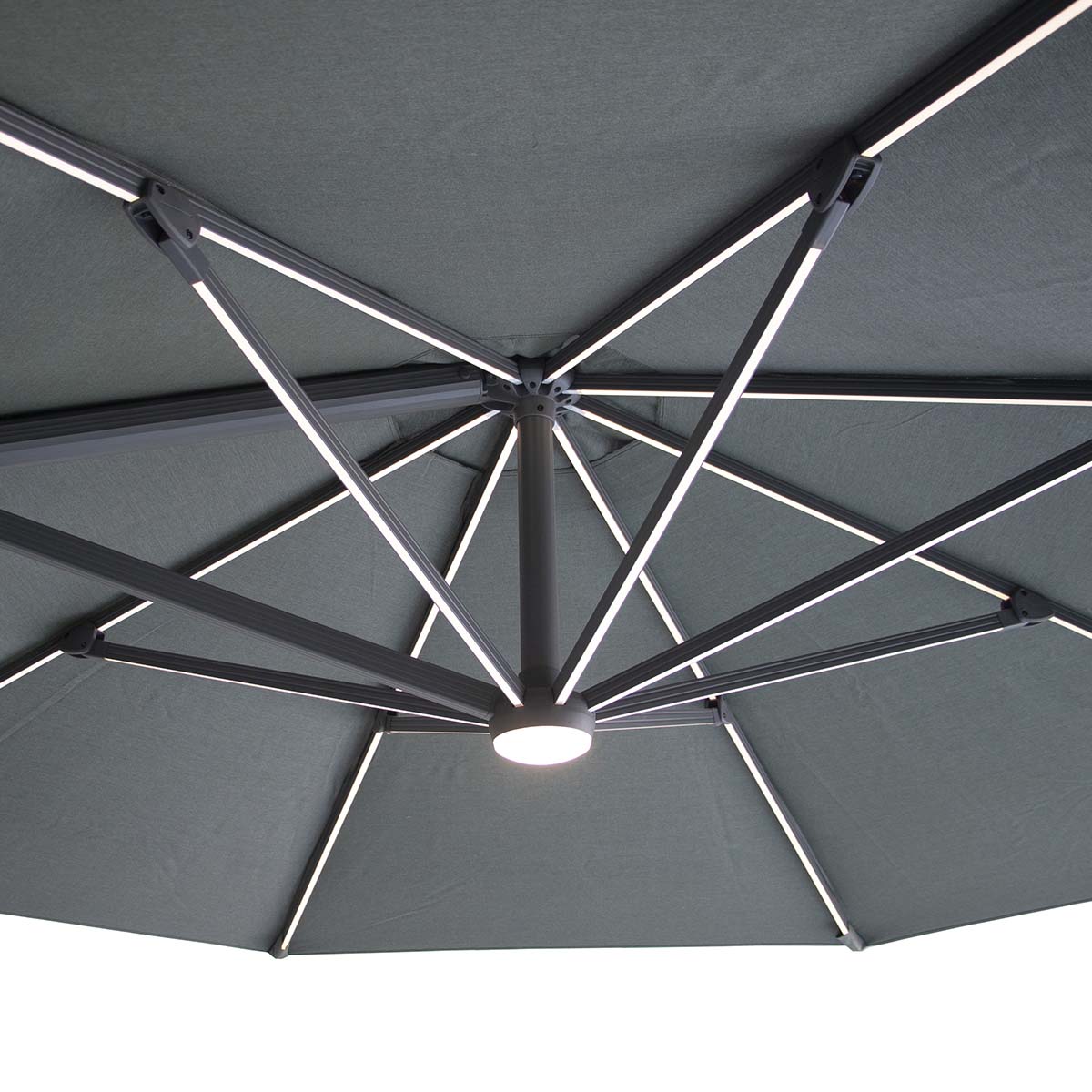 Maze Oil Green Aramis LED 3.5m Round Rotating Cantilever Parasol