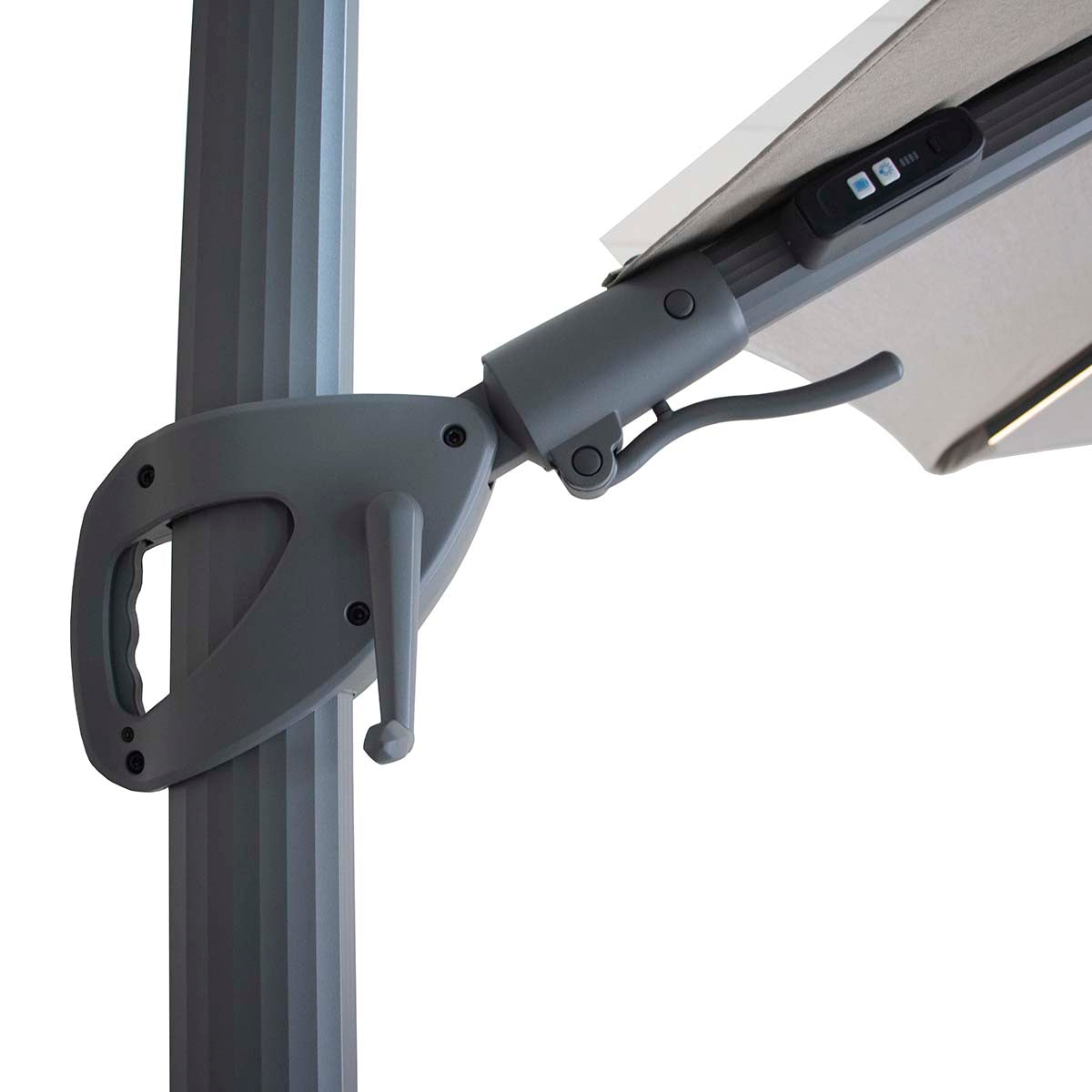 Maze White Pepper Beige Aramis LED 3.5m Round Rotating Cantilever Parasol