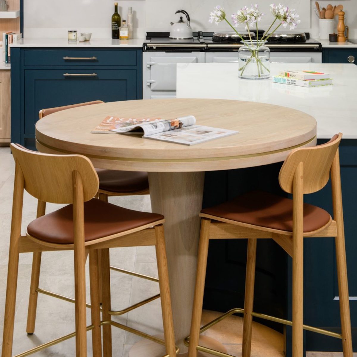 John Green Otis Oak Stool 75cm - Upholstered