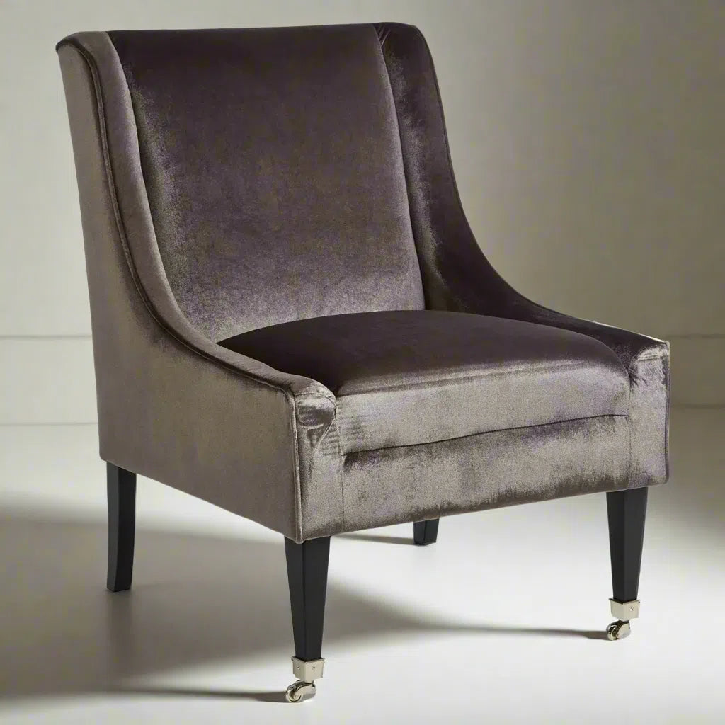 Beaumonde Home Downton Grey Velvet Chair-Beaumonde