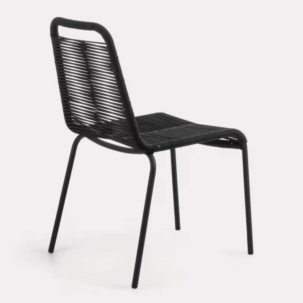 Kave Home Lambton Stackable Chair – Black Rope & Steel with Black Finish