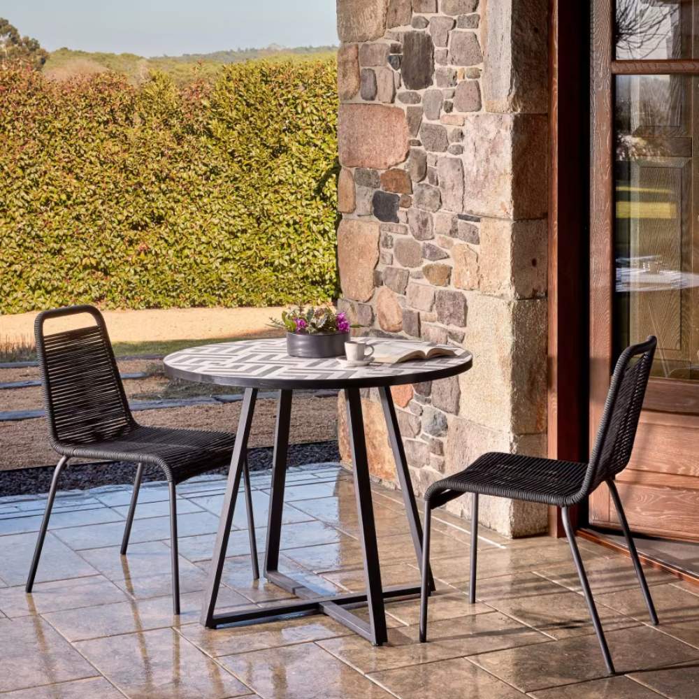 Kave Home Lambton Stackable Chair – Black Rope & Steel with Black Finish
