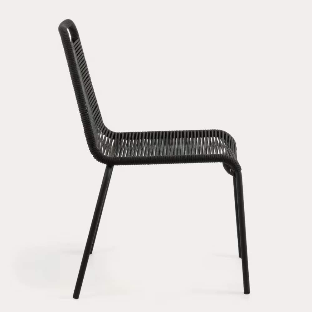 Kave Home Lambton Stackable Chair – Black Rope & Steel with Black Finish