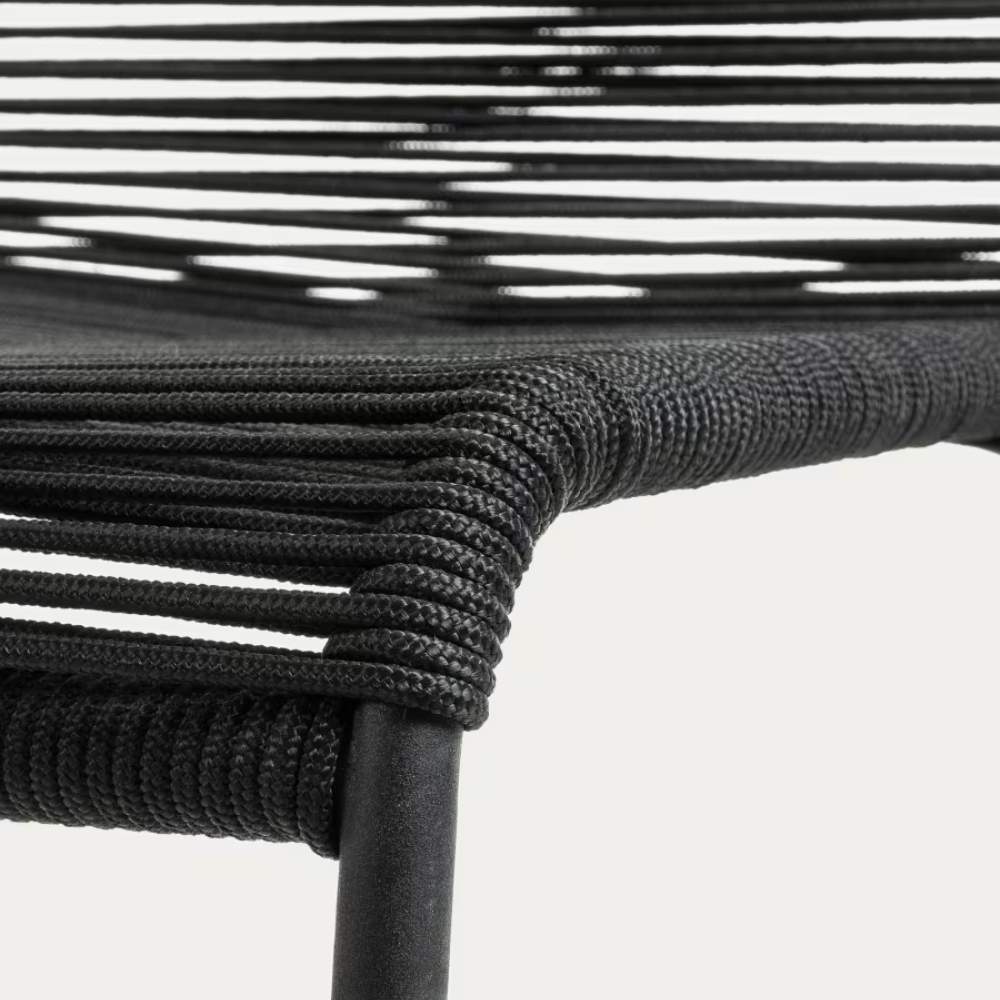 Kave Home Lambton Stackable Chair – Black Rope & Steel with Black Finish