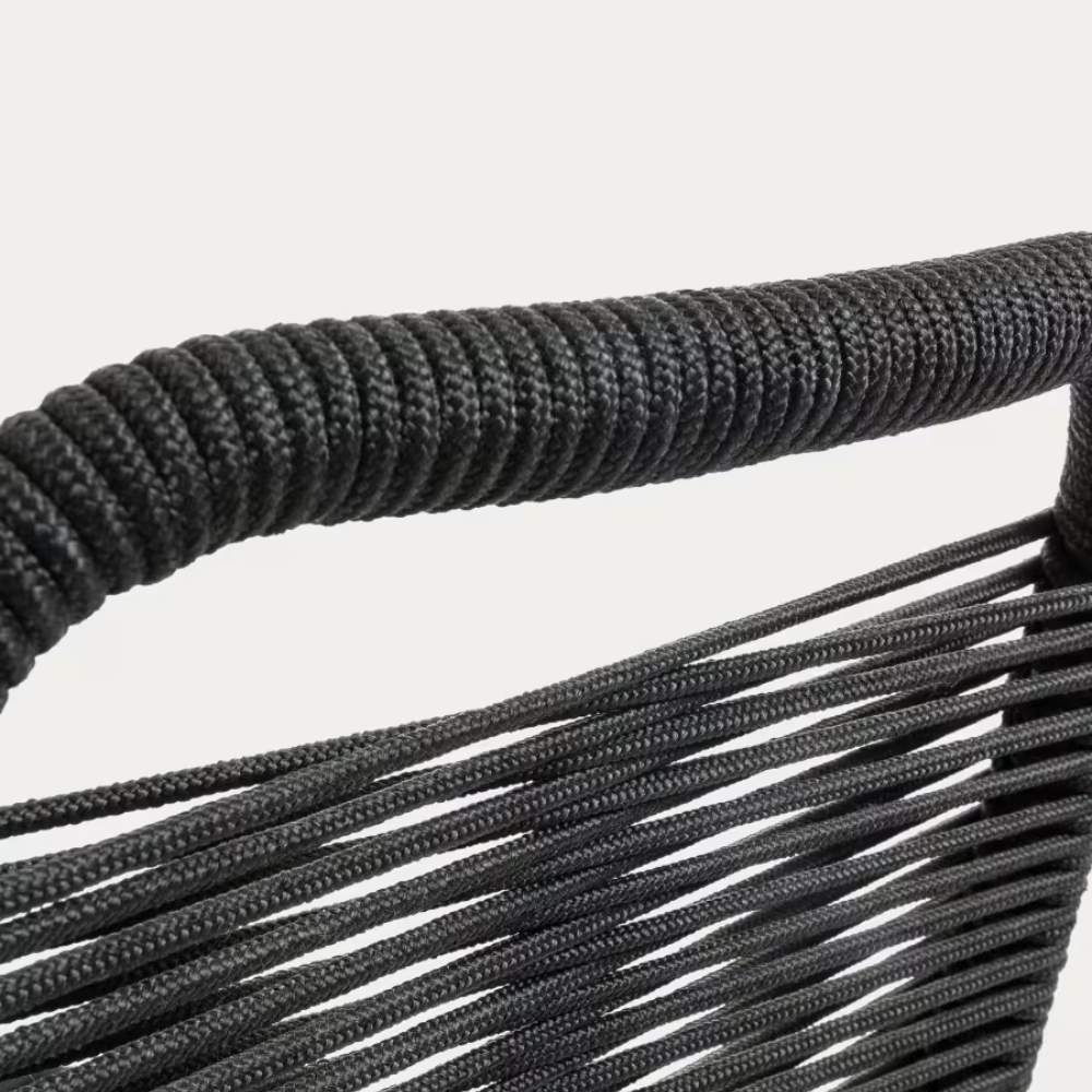 Kave Home Lambton Stackable Chair – Black Rope & Steel with Black Finish