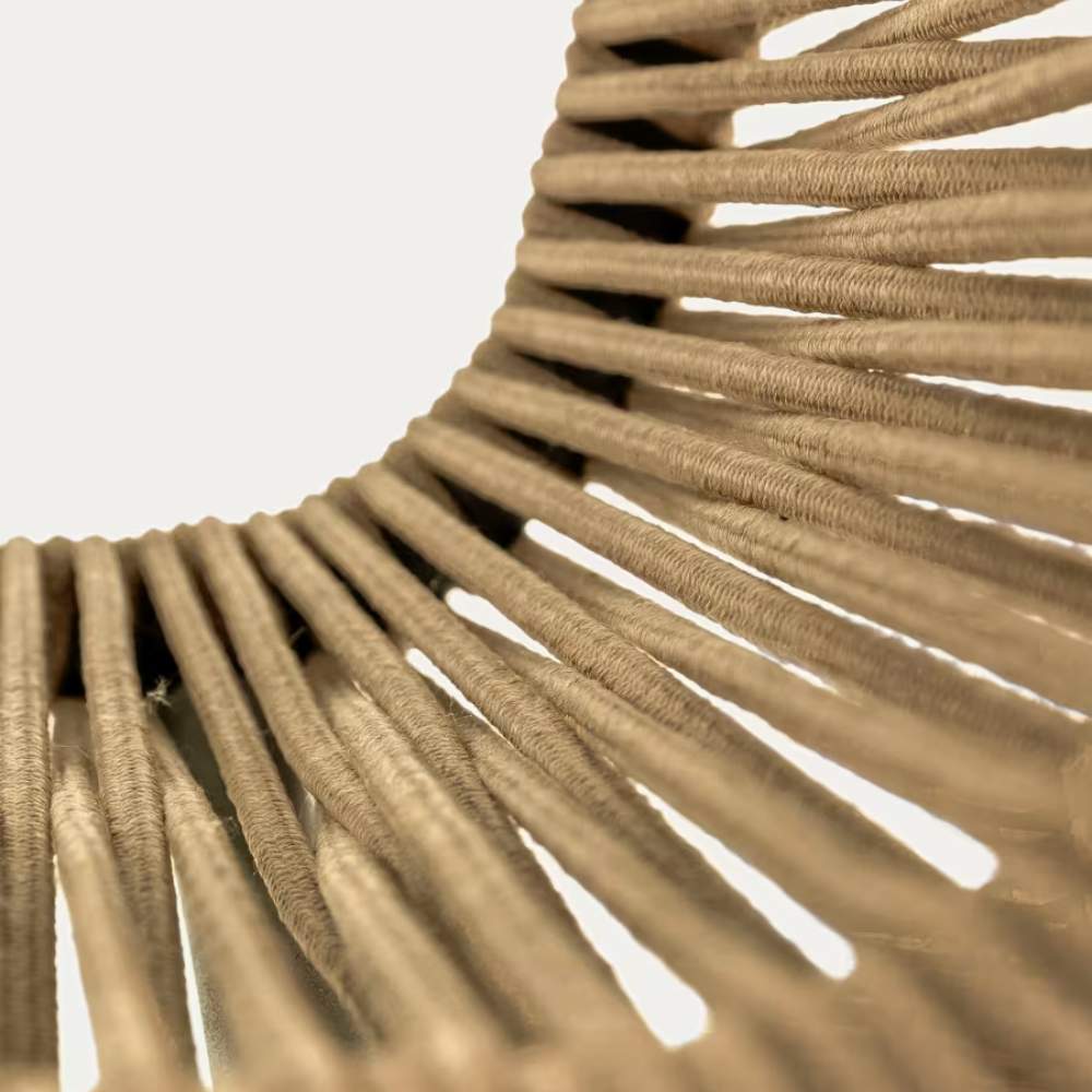 Kave Home Lambton Stackable Chair – Brown Rope and Black Steel Finish