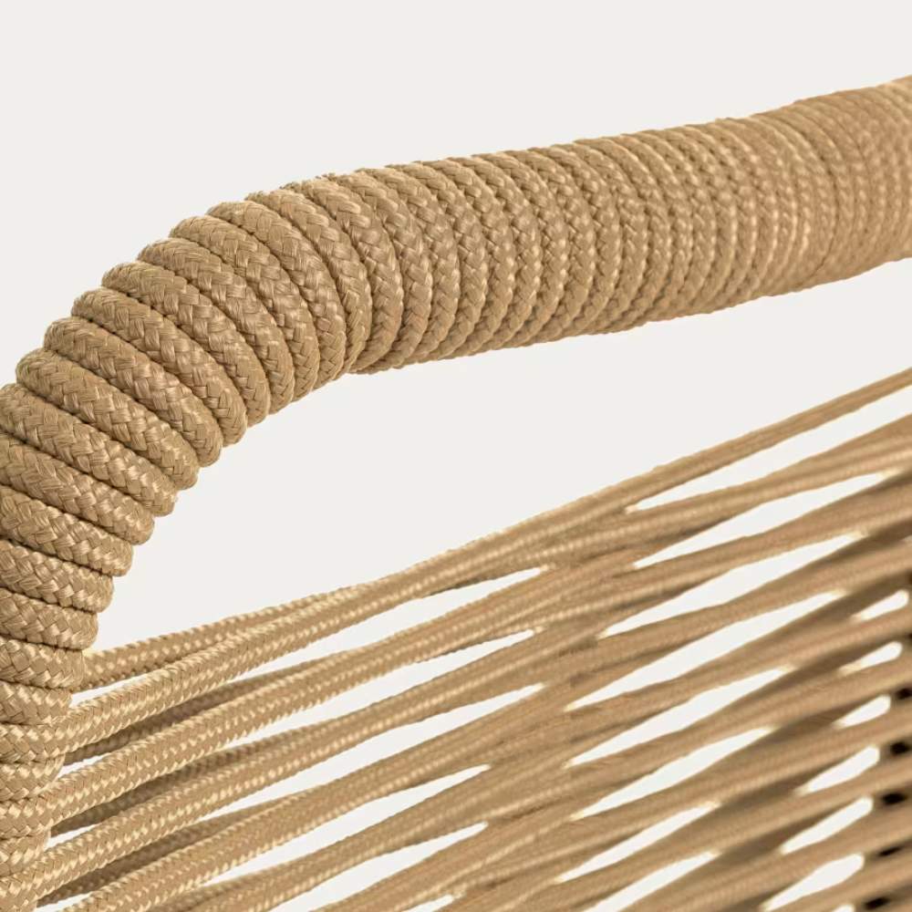 Kave Home Lambton Stackable Chair – Brown Rope and Black Steel Finish
