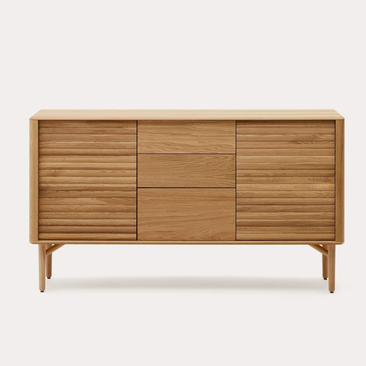 Kave Home Lenon Oak Wood And Veneer Sideboard With 2 Doors & 3 Drawers-Beaumonde