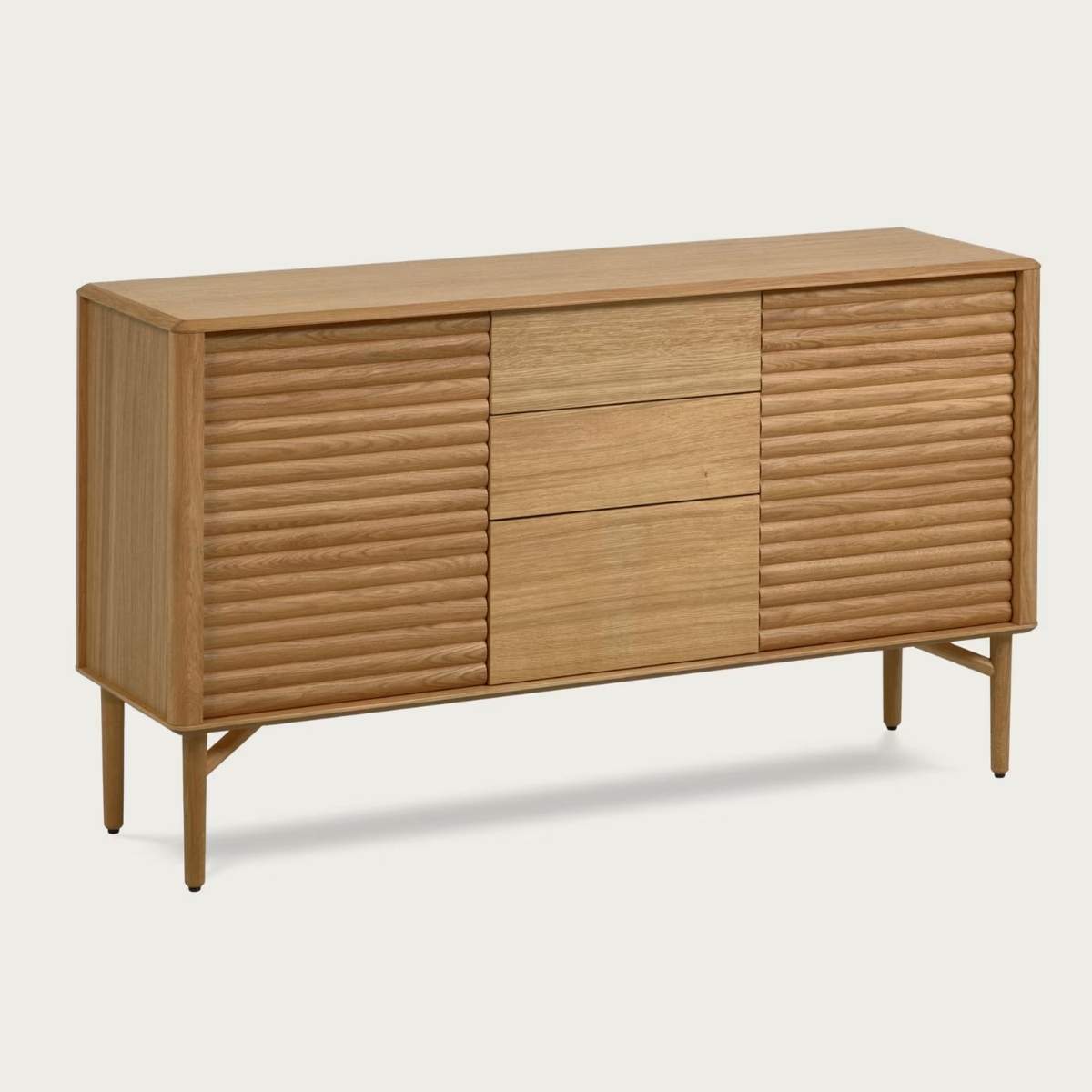 Kave Home Lenon Oak Wood And Veneer Sideboard With 2 Doors & 3 Drawers-Beaumonde
