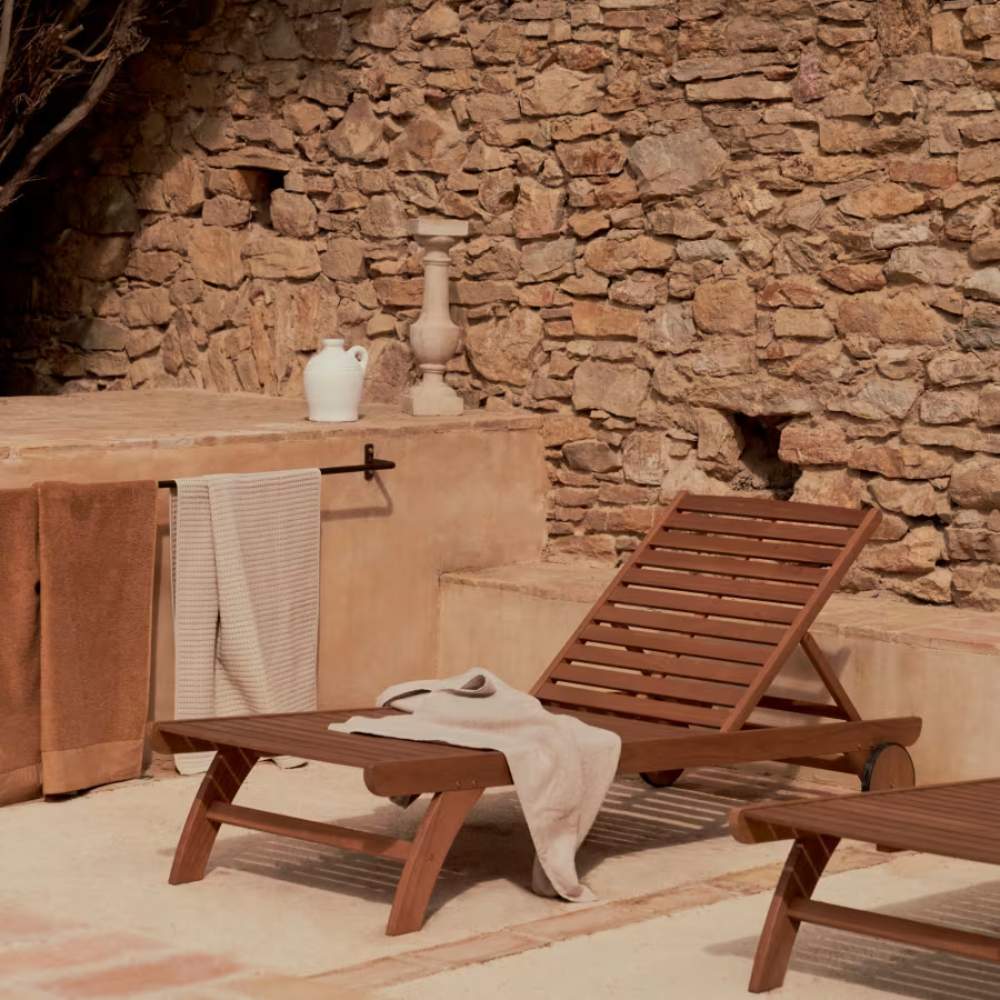 Kave Home Beila solid Eucalyptus Wood Outdoor Sun Lounger, FSC 100%