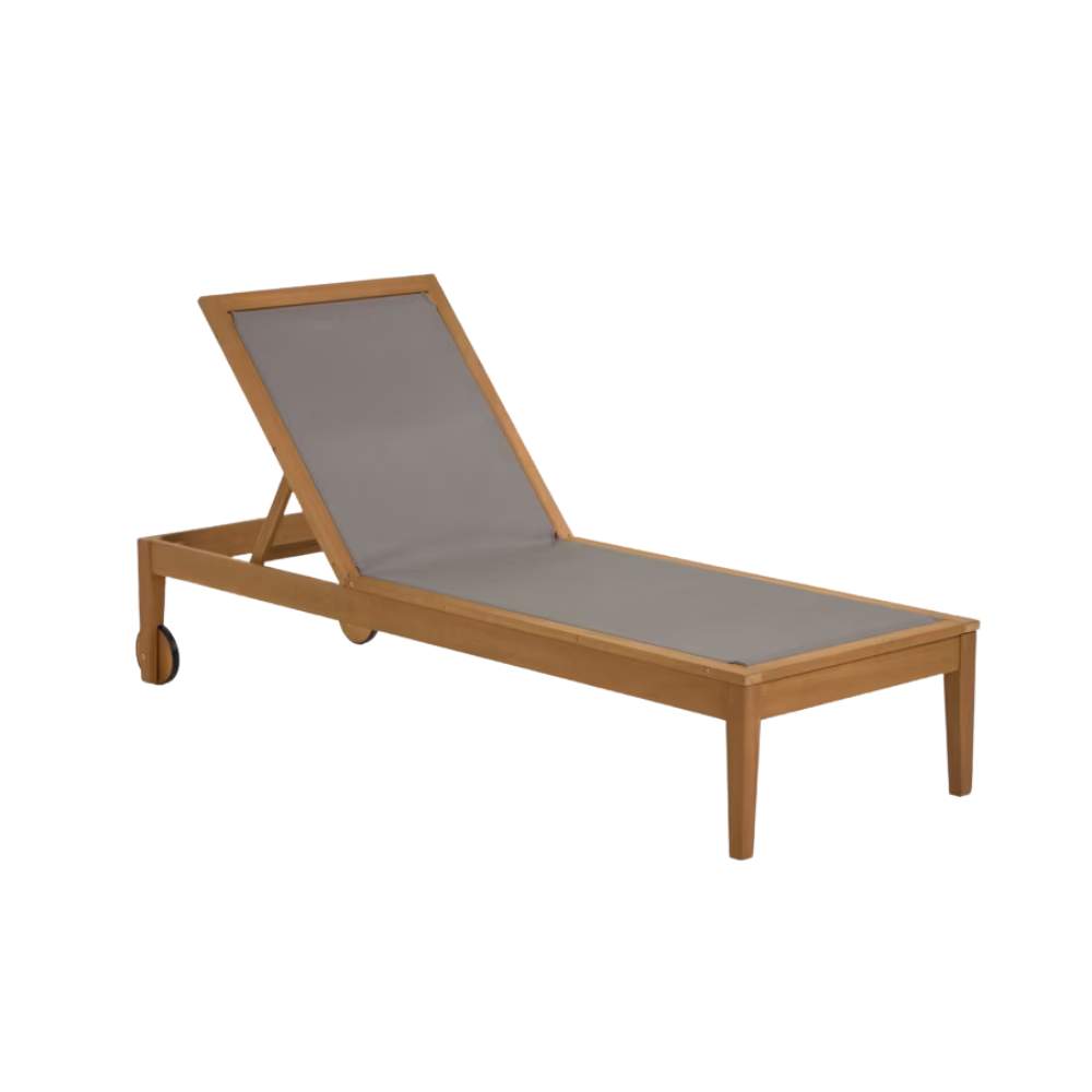 Kave Home Caterin Outdoor Sun Lounger in Grey – Solid Eucalyptus Wood, FSC® 100%