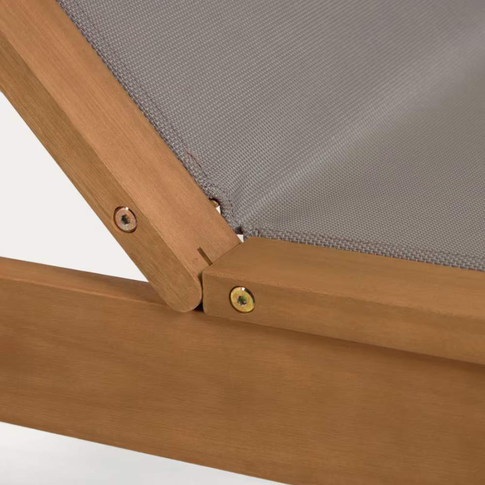 Kave Home Caterin Outdoor Sun Lounger in Grey – Solid Eucalyptus Wood, FSC® 100%