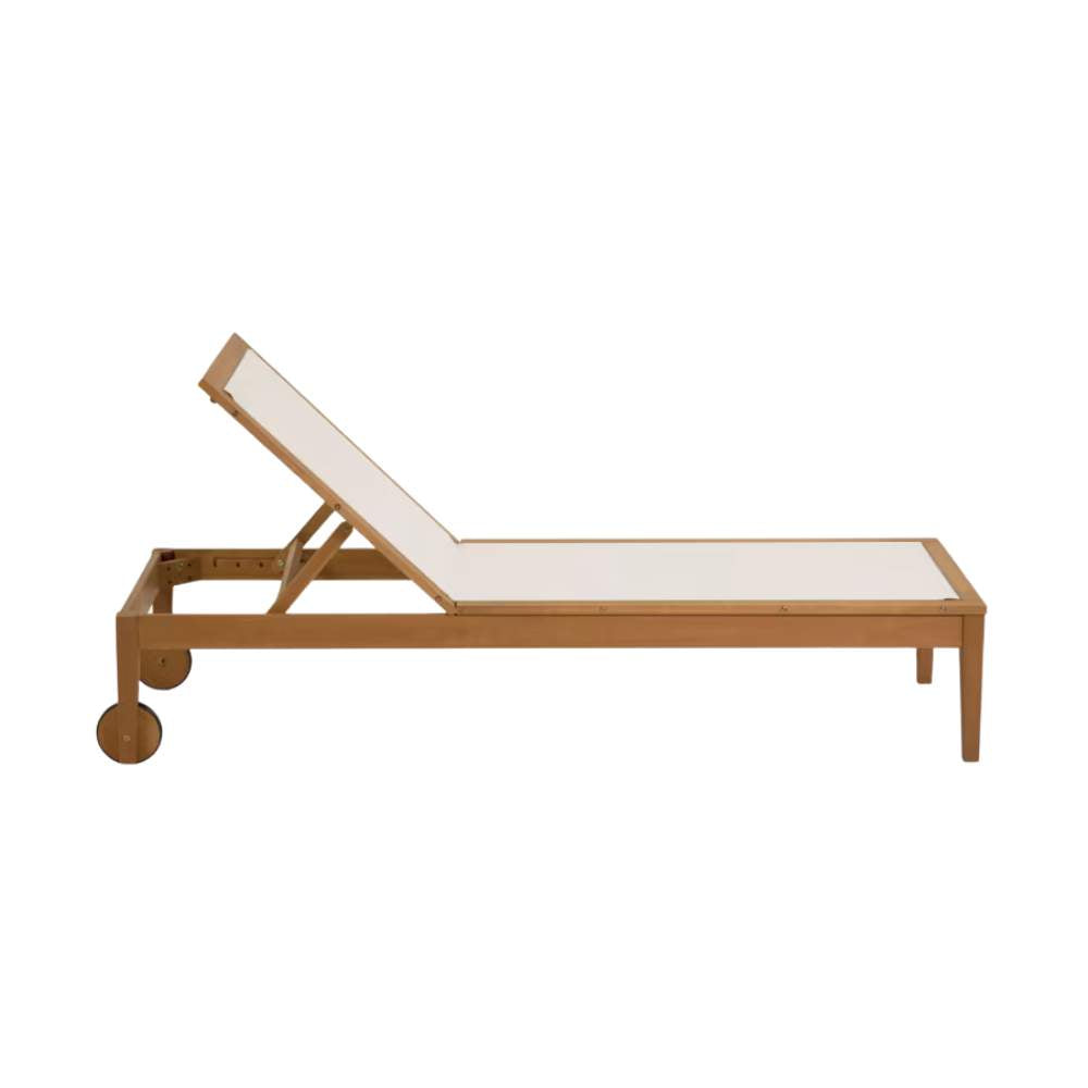 Kave Home Caterin Outdoor Sun Lounger in Beige – Solid FSC® 100% Eucalyptus Wood