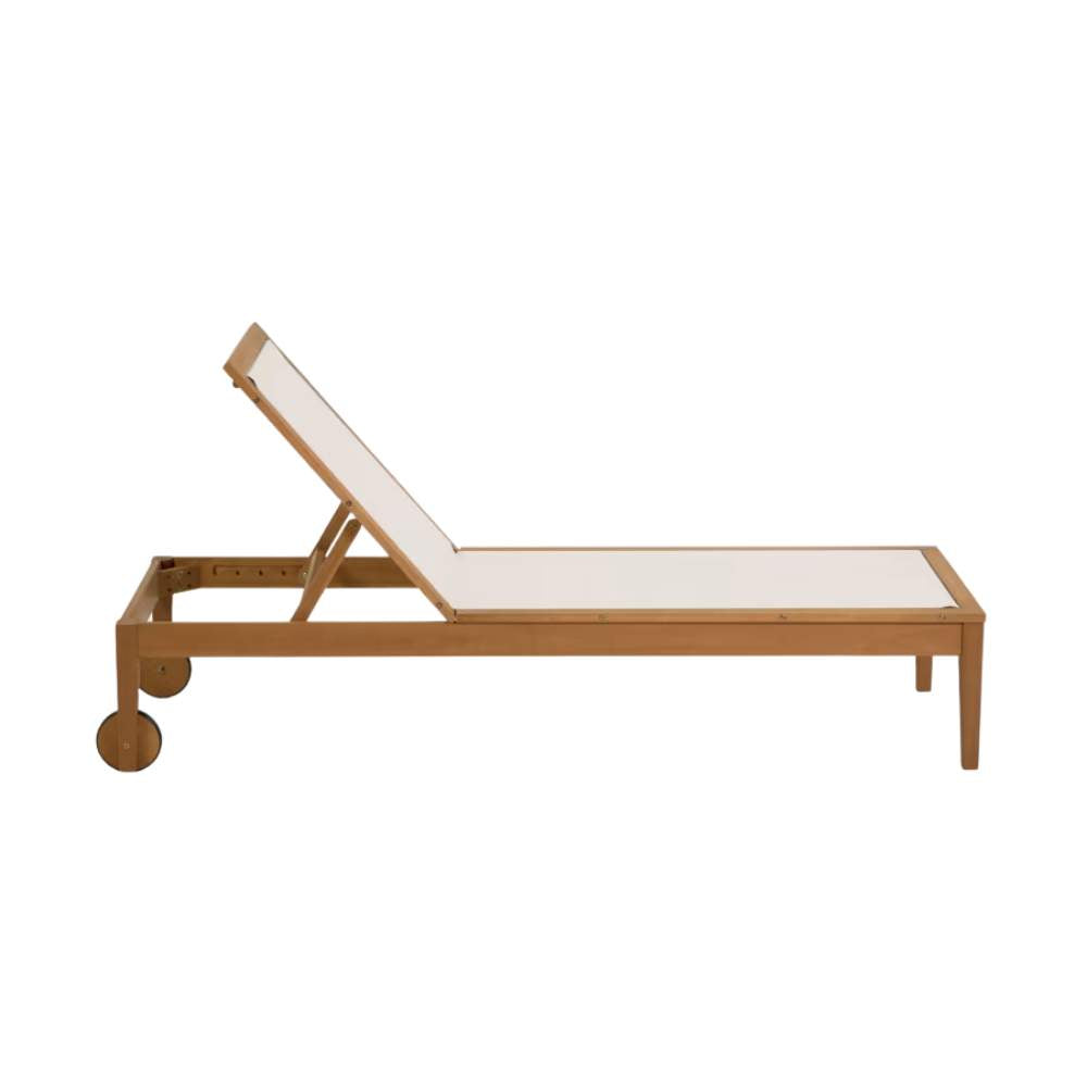 Kave Home Caterin Outdoor Sun Lounger in Beige – Solid FSC® 100% Eucalyptus Wood