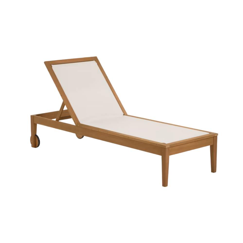 Kave Home Caterin Outdoor Sun Lounger in Beige – Solid FSC® 100% Eucalyptus Wood