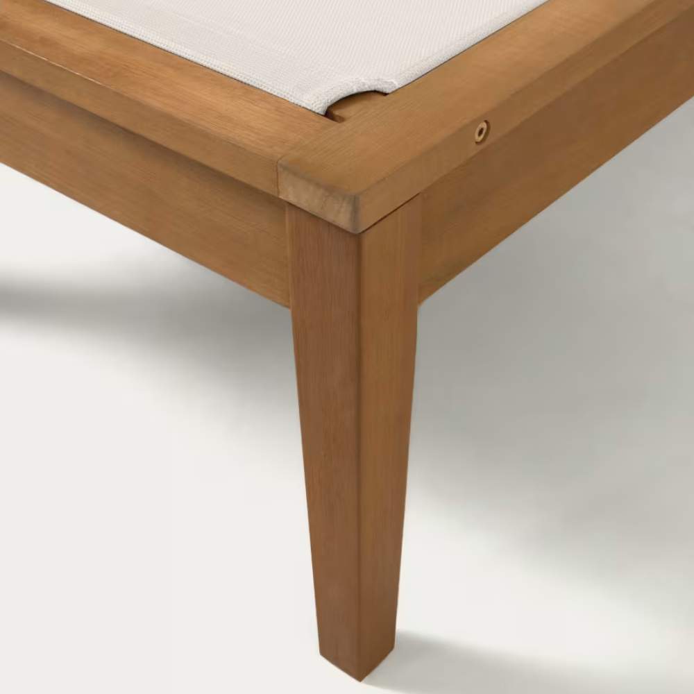 Kave Home Caterin Outdoor Sun Lounger in Beige – Solid FSC® 100% Eucalyptus Wood