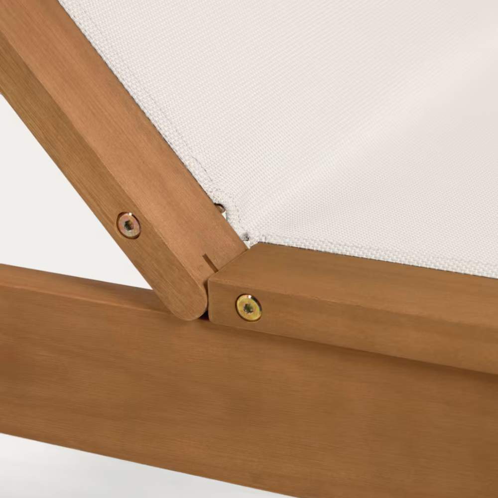 Kave Home Caterin Outdoor Sun Lounger in Beige – Solid FSC® 100% Eucalyptus Wood