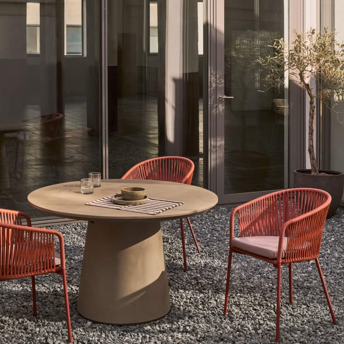 Kave Home Itai Outdoor Round Cement Table-Beaumonde