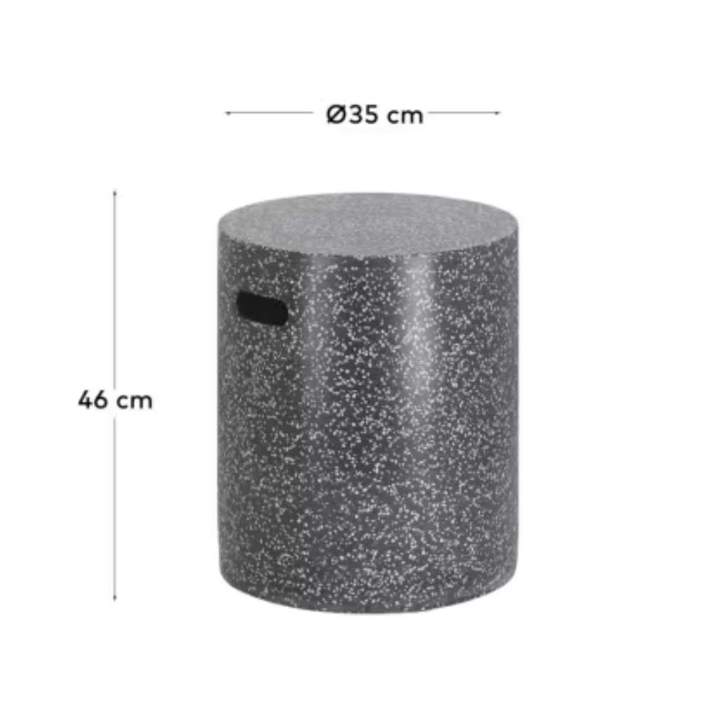 Kave Home Jenell Outdoor Terrazzo Footrest in Black, Ø 35 cm