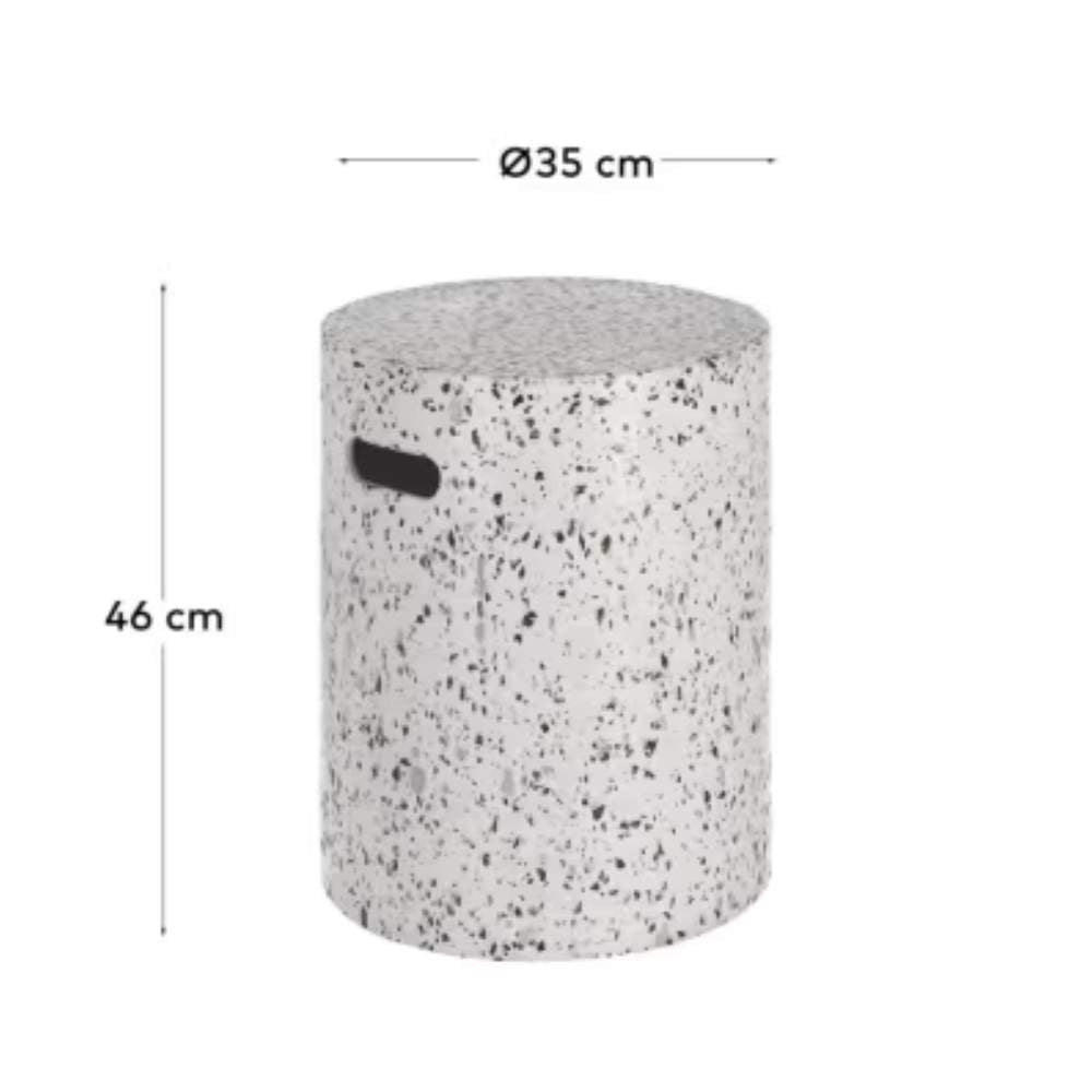 Kave Home Jenell Outdoor Terrazzo Footrest in White, Ø 35 cm