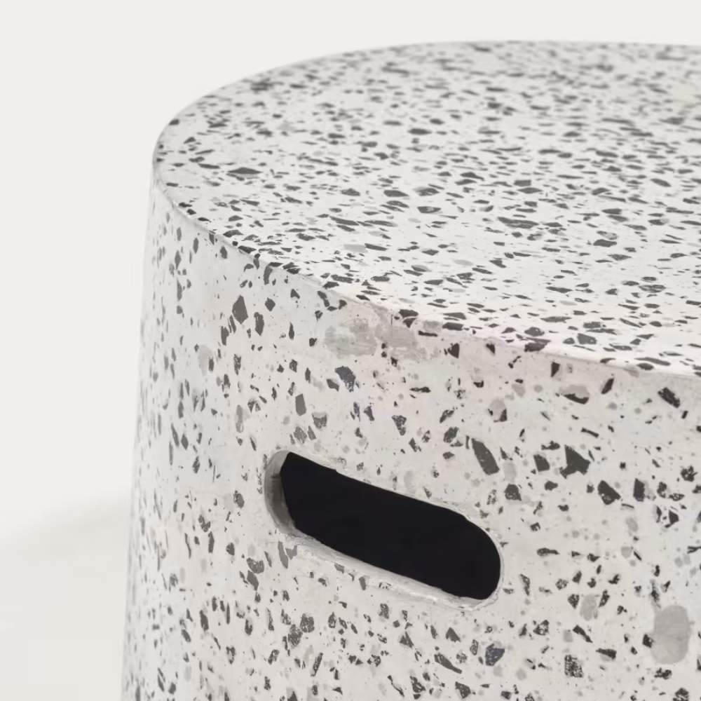 Kave Home Jenell Outdoor Terrazzo Coffee Table in White, Ø 52 cm