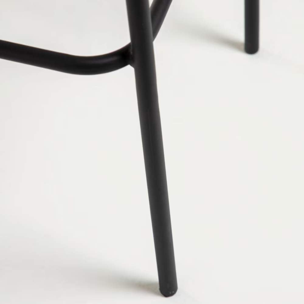 Kave Home Lambton Stackable Stool – Brown Rope & Black Steel Finish, 74 cm