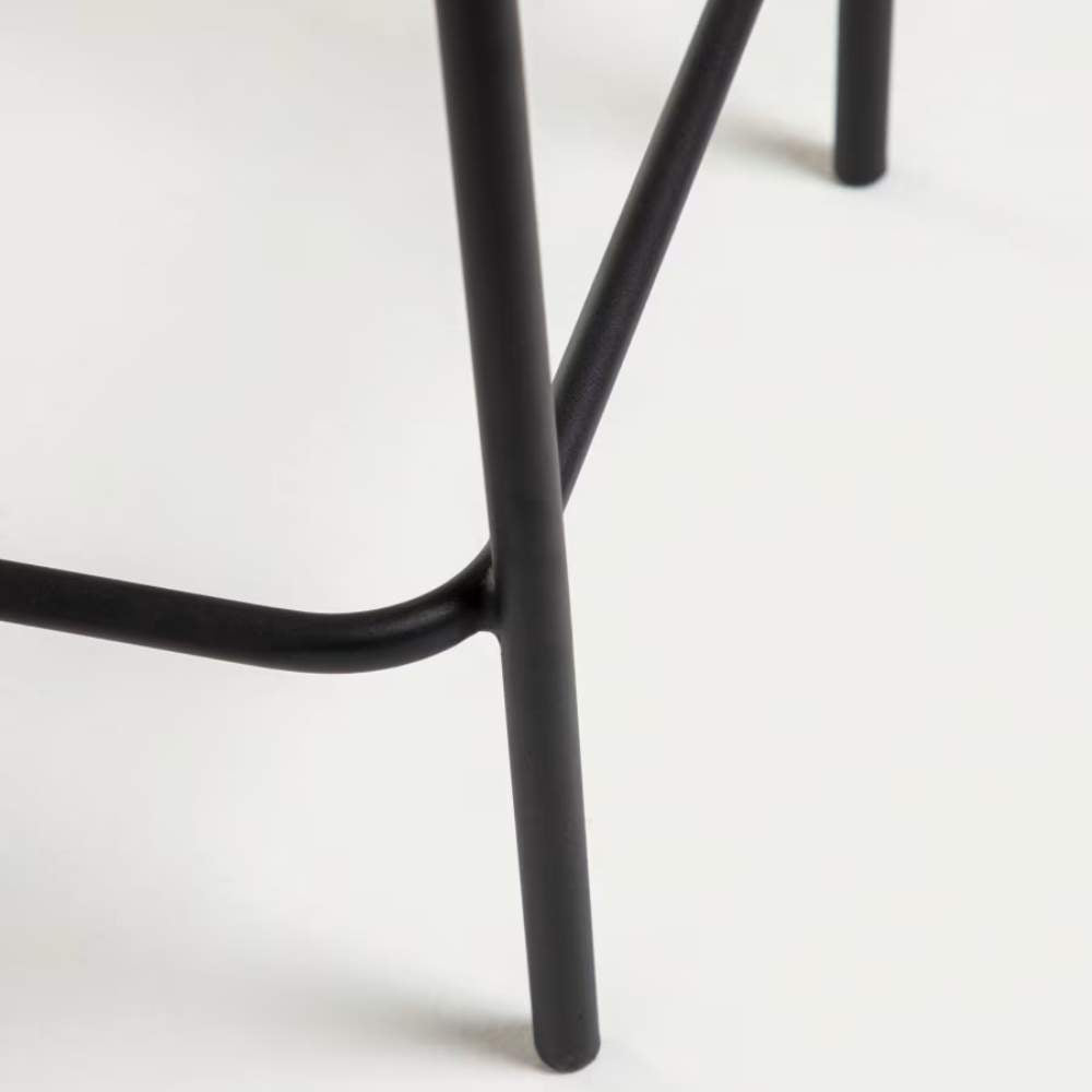 Kave Home Lambton Stackable Stool – 62 cm, Black Rope & Black Steel Finish