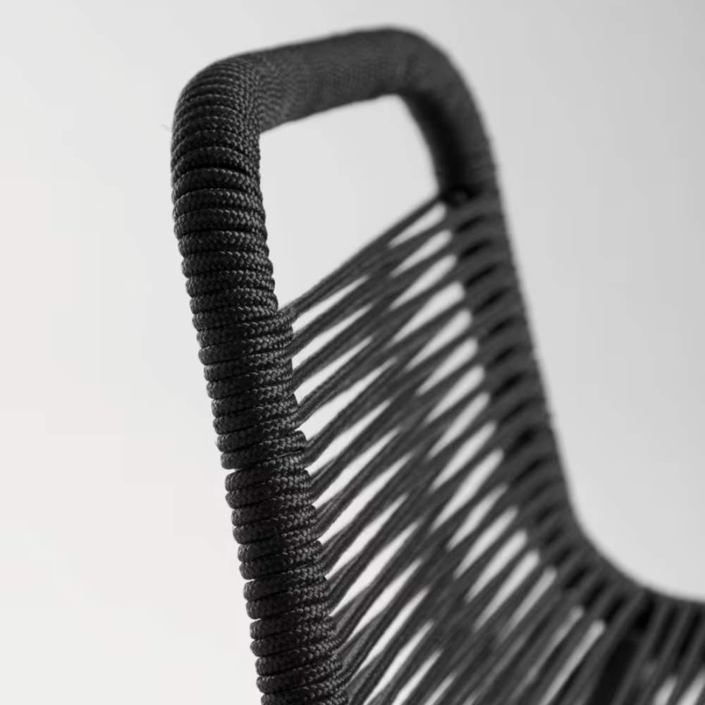 Kave Home Lambton Stackable Stool – 62 cm, Black Rope & Black Steel Finish