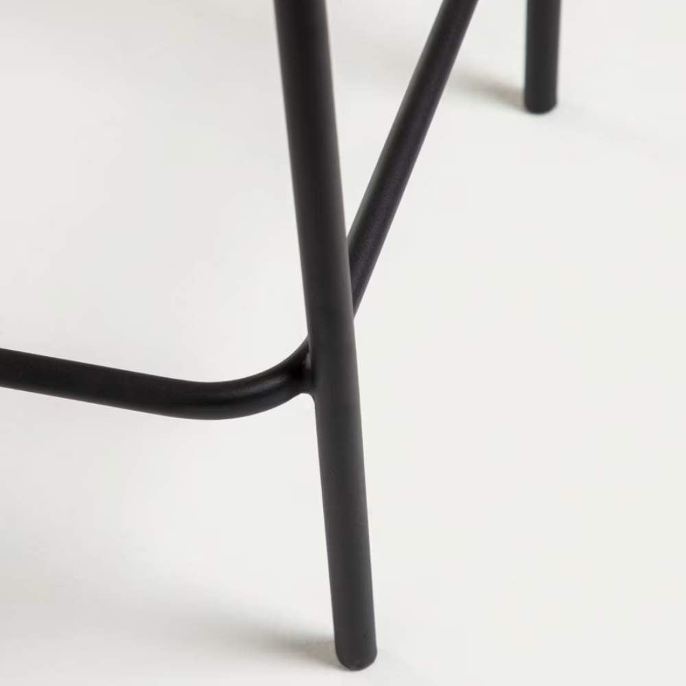 Kave Home Lambton Stackable Stool in Brown Rope and Black Finish Steel, 62 cm