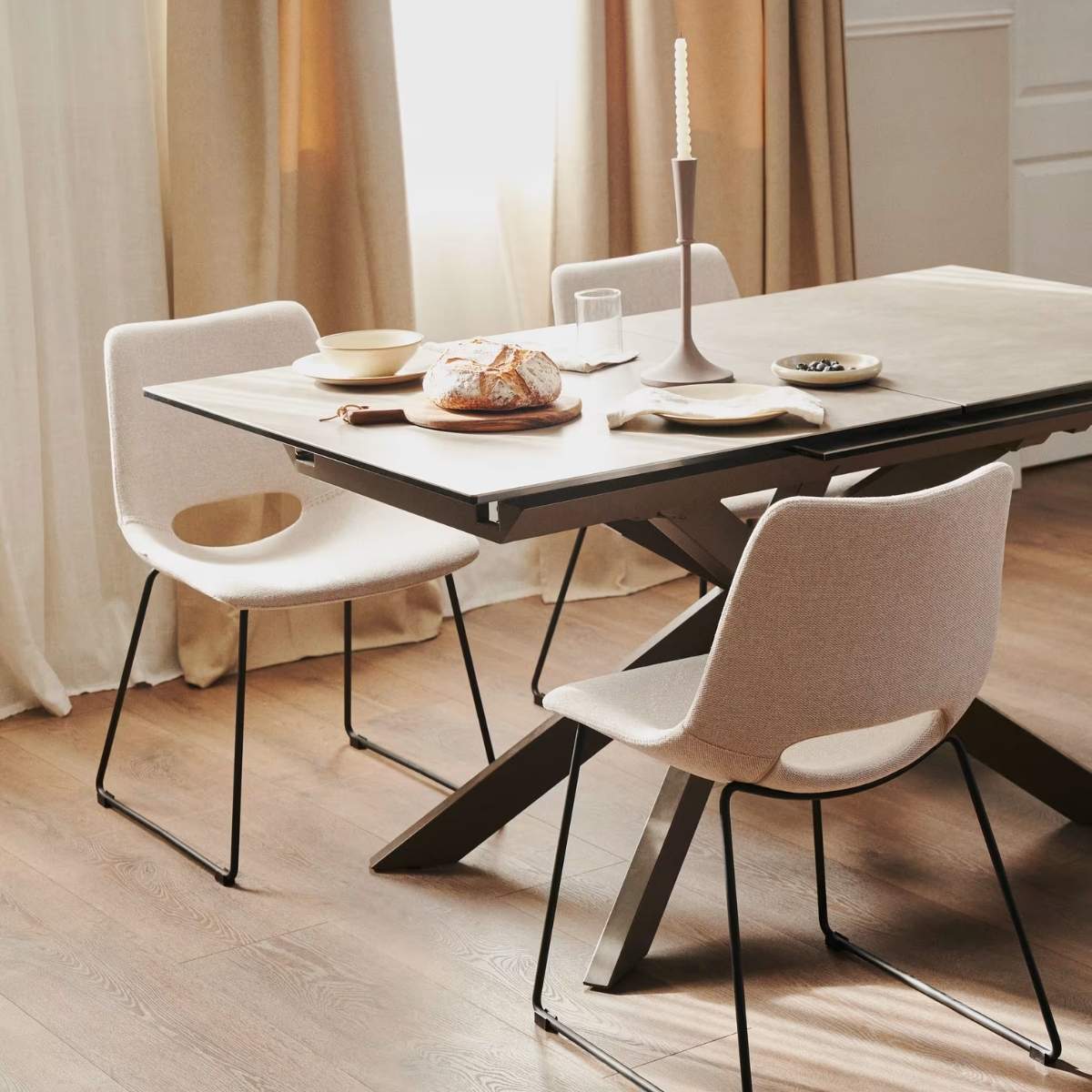 Kave Home Atminda Extendable Table 160cm (210cm) X 90cm Porcelain-Beaumonde